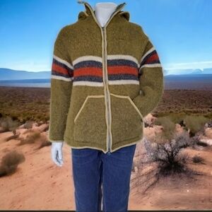 Laundromat wool hoodie striped fleece lined cardigan closure zipper sweater …